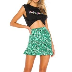 Superdown Revolve Emerald Green and Black Cheetah Print Mini Skirt Size Large